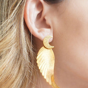 Earrings moon and wings