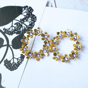 Earrings Flowers with Small Swarovski crystals