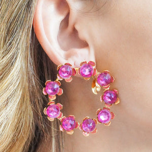 Earrings Flowers with Big Swarovski crystals