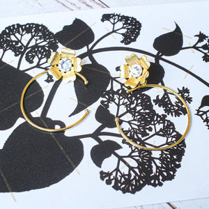 Earrings Flower with Swarovski crystal and dangle