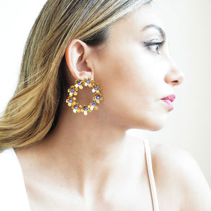 Earrings Flowers with Small Swarovski crystals