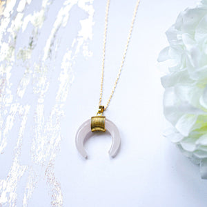 Necklace Quartz crescent Moon
