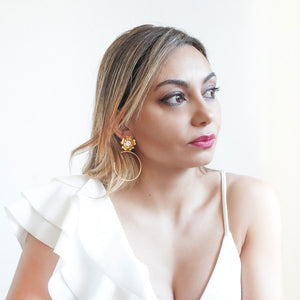 Earrings Flower with Swarovski crystal and dangle