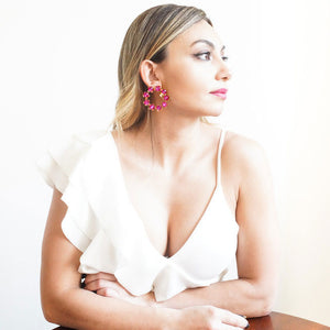 Earrings Flowers with Big Swarovski crystals