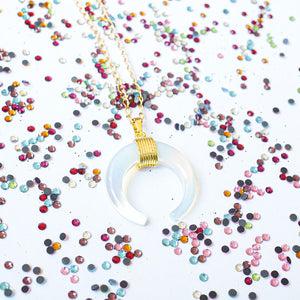 Necklace Opal crescent Moon