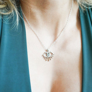 Necklace Silver plated Evil Eye with Swarovsky crystal