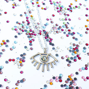 Necklace Silver plated Evil Eye with Swarovsky crystal